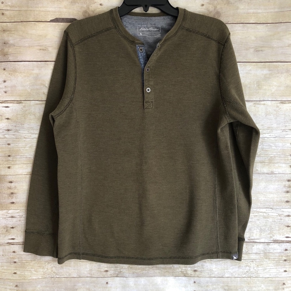 Eddie Bauer Half Button Mens Knit Sweater Med